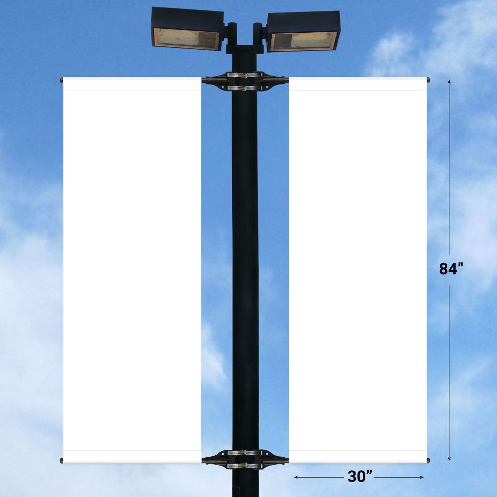Double StrongArm Light Pole Banner - Double-Sided - 30" x 84"