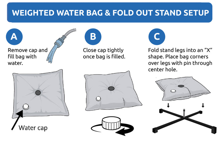 Weighted Water Bag with Fold-Out Stand